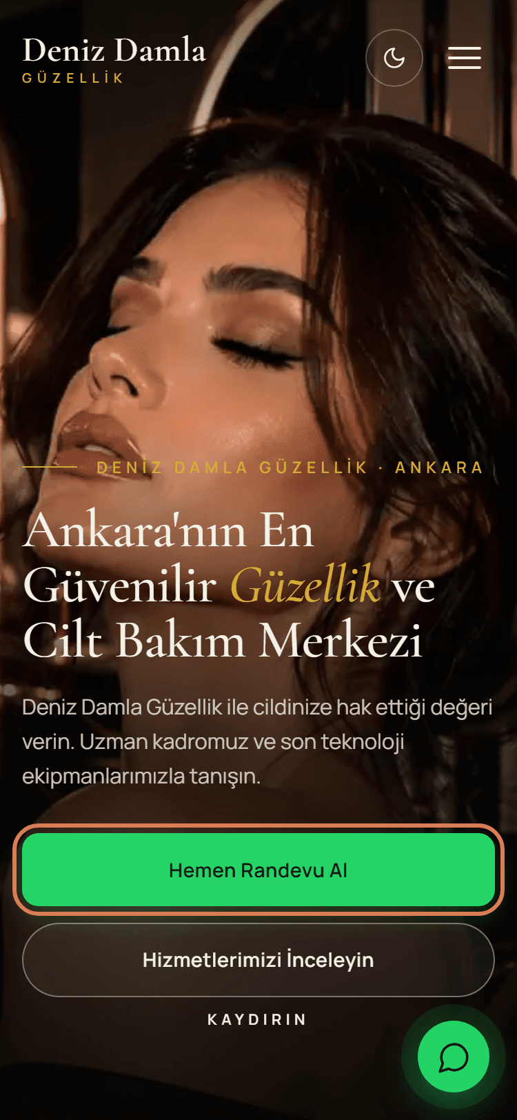 Açılış ekranında Hemen Randevu Al düğmesi