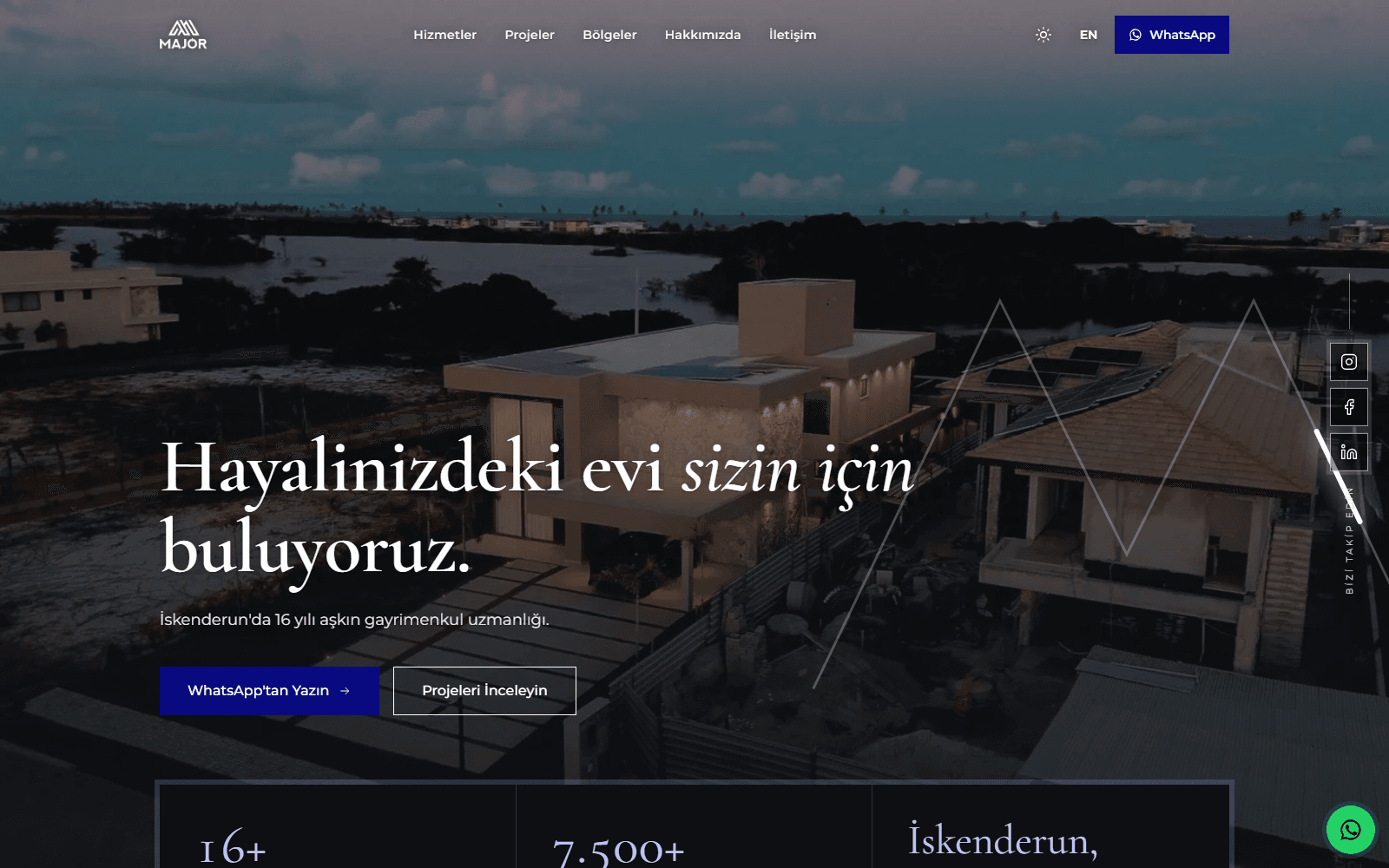 Emlak ofisi web sitesinin açılış ekranı